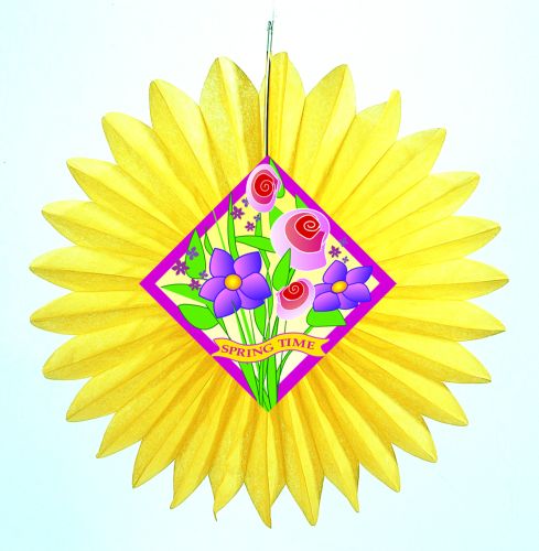 Yellow Spring Flowers Fan w/ Diecut - Product #5424-0 - Click Image to Close