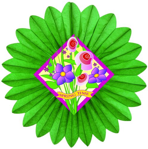 Green Spring Flowers Fan w/ Diecut - Product #5424-3 - Click Image to Close