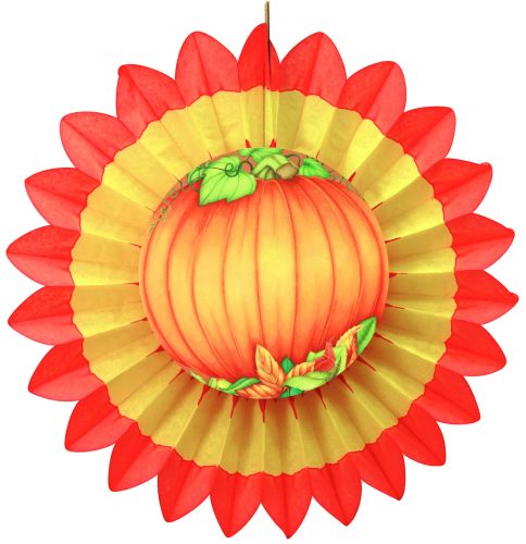 Yellow/Orange Fan w/ Pumpkin Diecut - Product #5442-3 - Click Image to Close